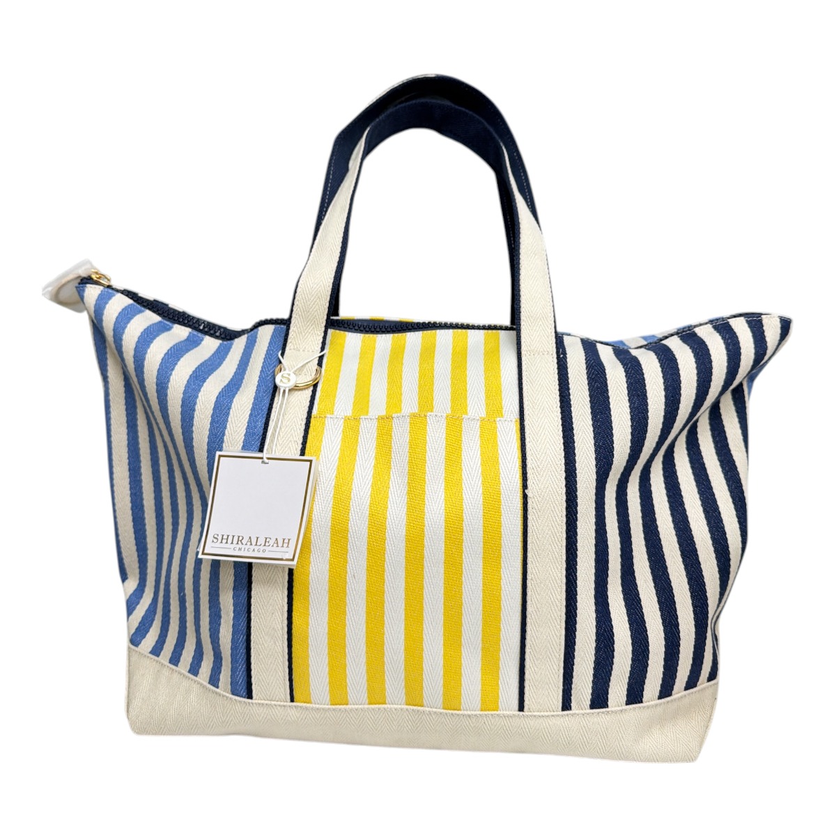 Shiraleah Chicago Blue Port Stripe Tote Zipper Closure 16"W X 8"D 14"H Nwt